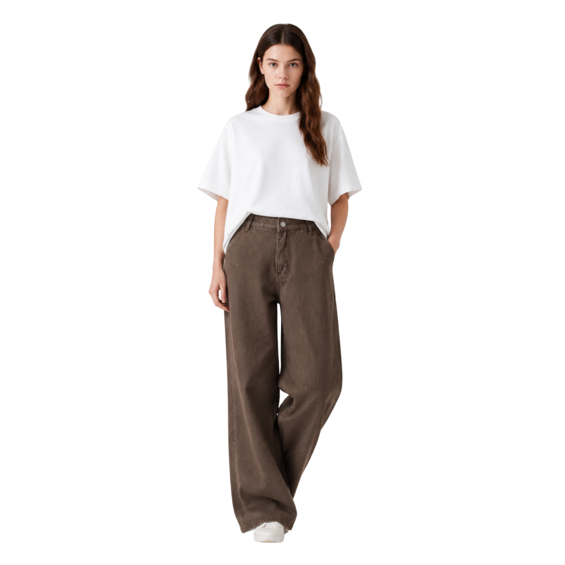 Women's High Waist Non-Stretch Wide Leg Jeans