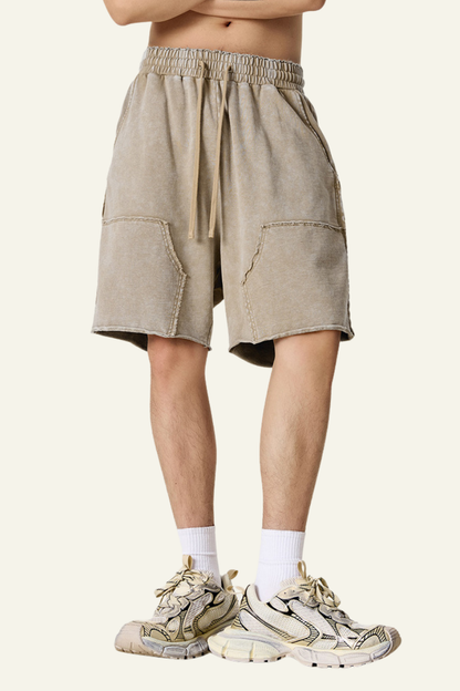 Men's Cotton Streetwear Vintage Tie-Dye Patchwork Shorts
