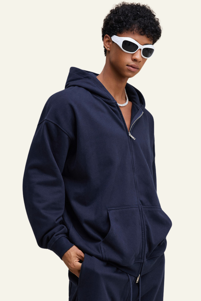 Men's Streetwear Full Zipper Hooded Jacket