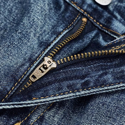 Men's Spring Gradient Blue Cat Whisker Wide-Leg Denim Jeans