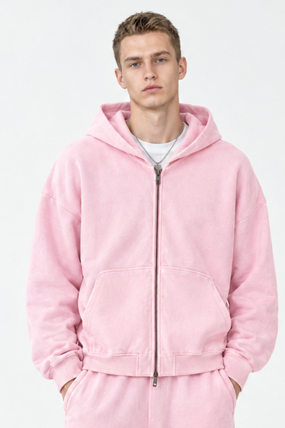 Men Fall Clothing Soft Vintage 360G Boxy Two-Way Zip Hoodie