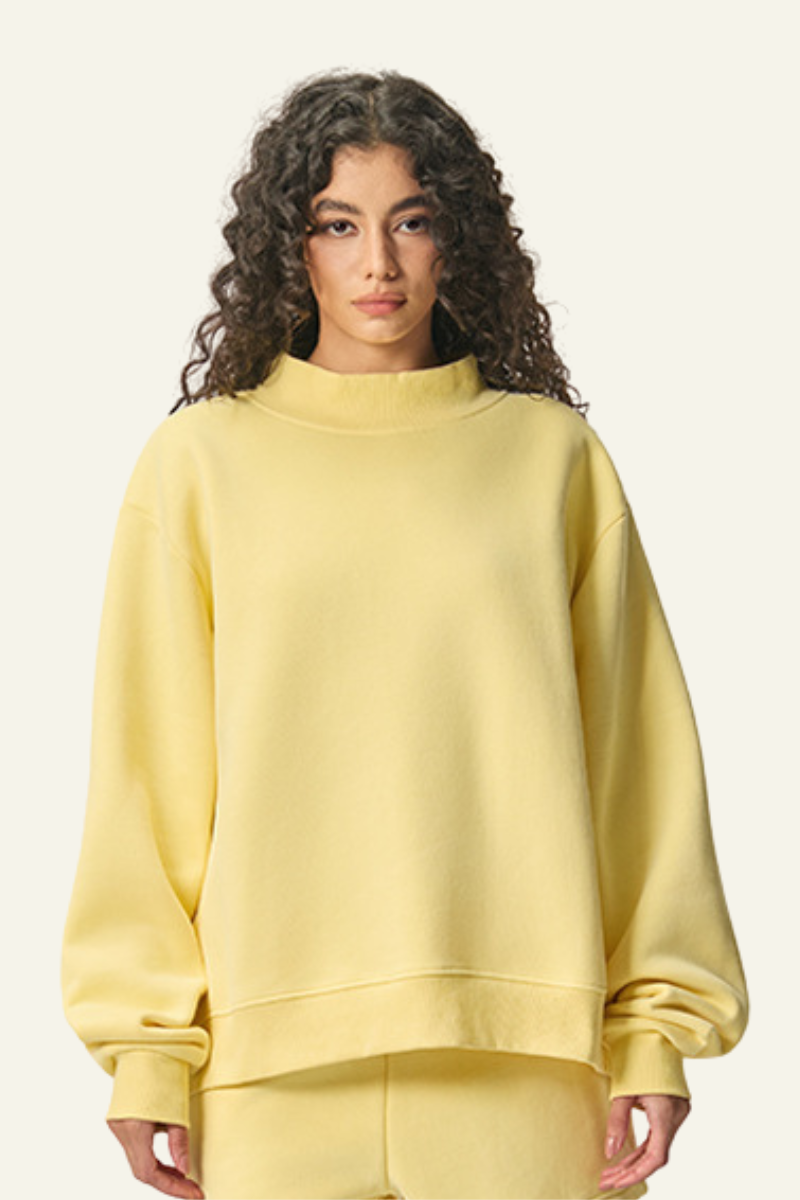 Women's Streetwear Stand-Collar Solid Mock Neck Sweatshirt