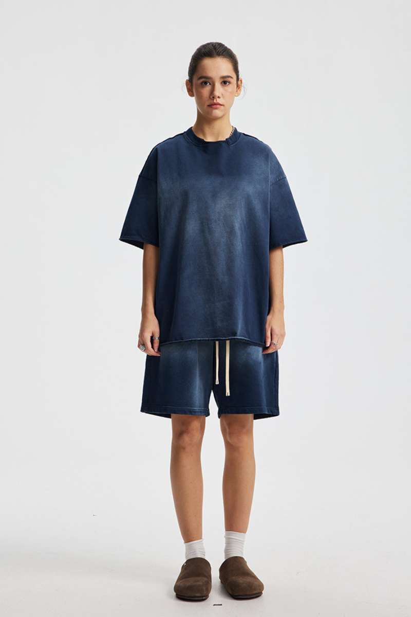 Women's Cotton Gradient Set: Loose-fitting T-shirt And Short