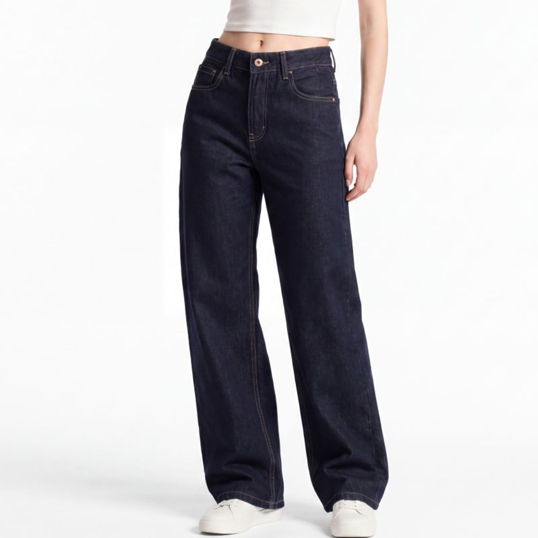 Women's Original Blue Wash High Waist Straight Leg Jeans