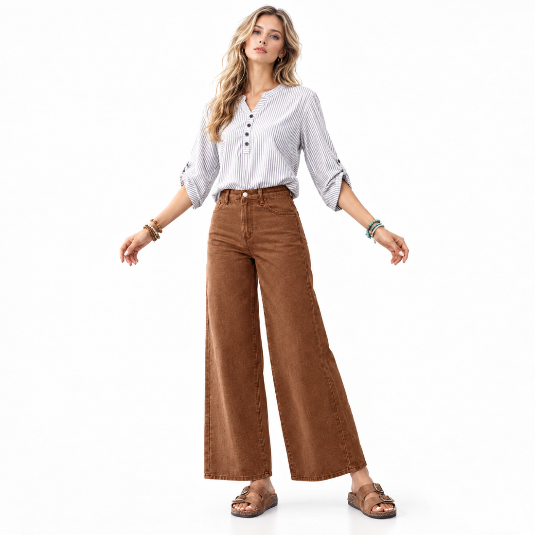 Women's Vintage High Waist Stretch Wide Leg Jeans