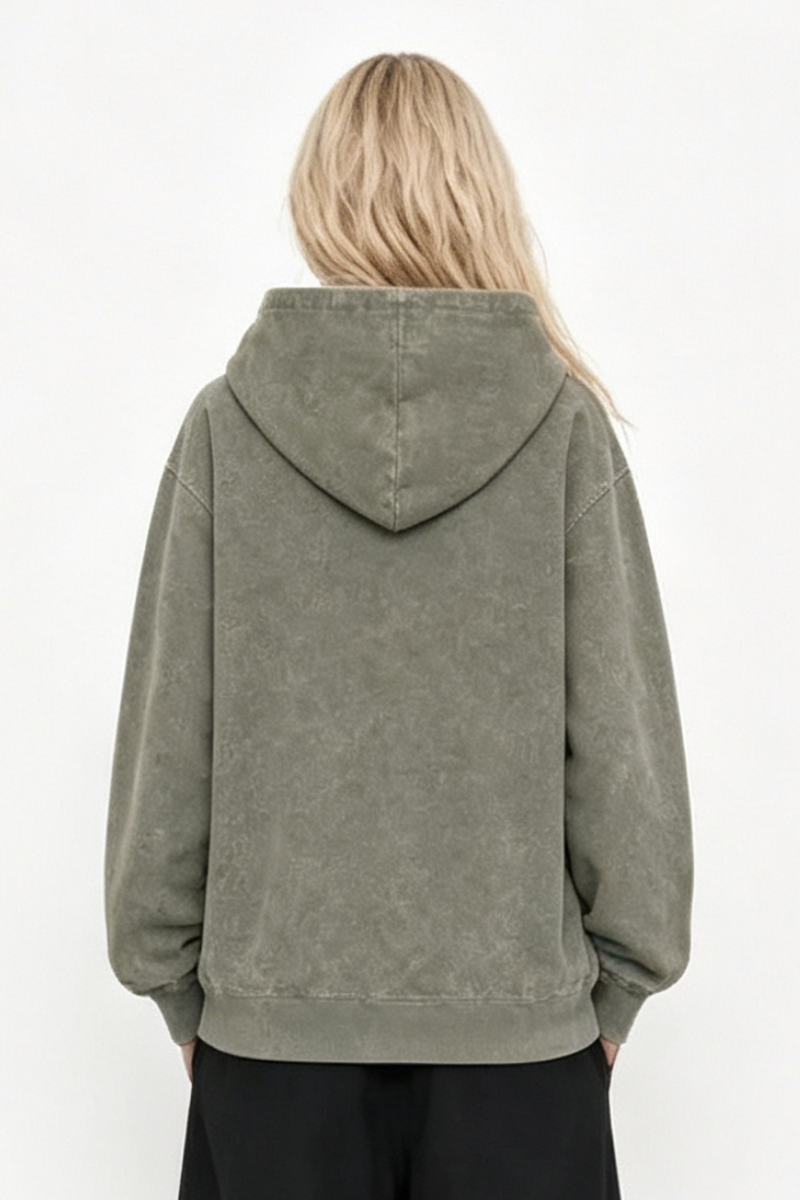 Women Fall 400G Washed Vintage Loopback Pullover Hoodie