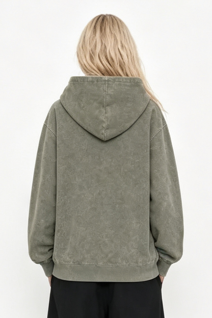 Women Fall 400G Washed Vintage Loopback Pullover Hoodie