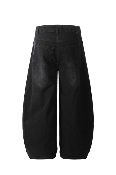 Unisex Summer Cotton Washed Contrast Stripe Wide-Leg Jeans