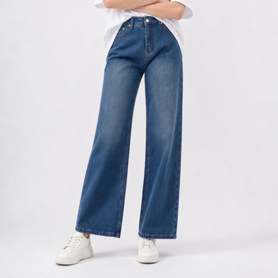 Women's High Waist Non-Stretch Wide Leg Jeans