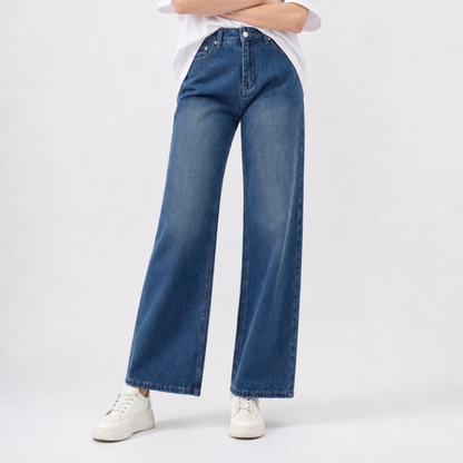 Women's High Waist Non-Stretch Wide Leg Jeans