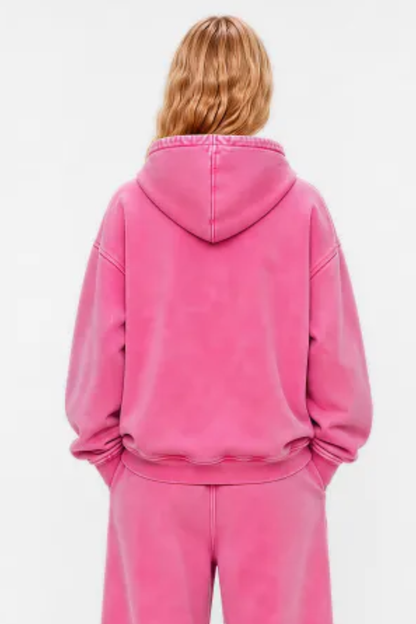 Women Fall 100% Cotton Wax Washed Vintage Pocket Hoodie