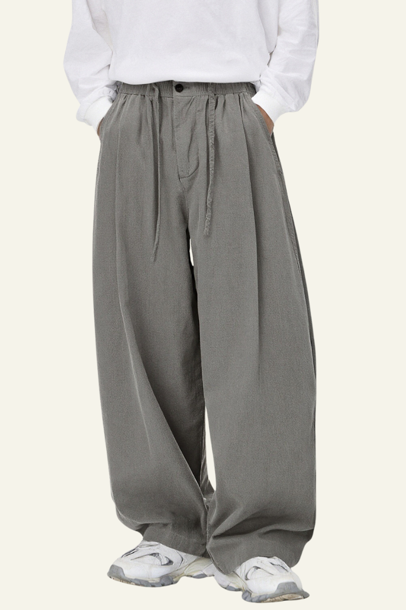 Men's Cotton Vintage Drawstring Wide Leg Pants