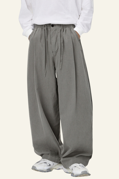 Men's Cotton Vintage Drawstring Wide Leg Pants