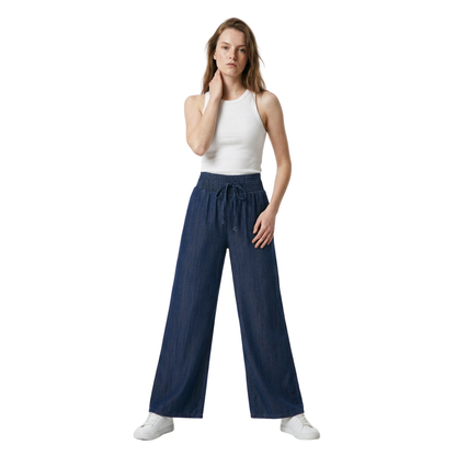 Women's High Waist Drawstring Wide Leg Jeans