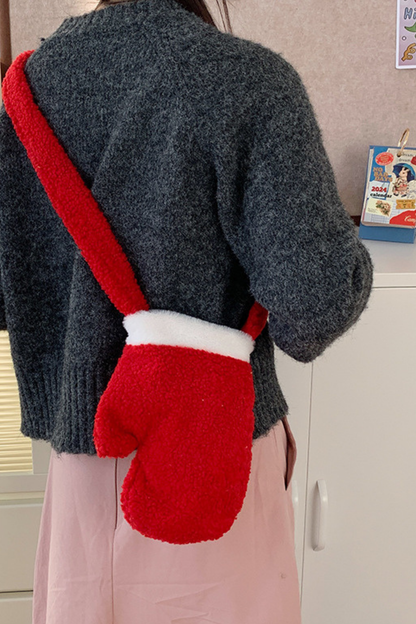 Christmas Vintage Plush Red Crossbody Bag