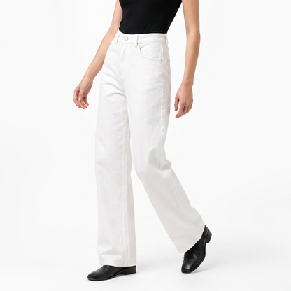 Women's Pure White High Waist Wide Leg Jeans