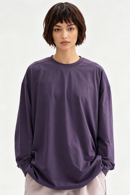 Women's Spring Drawstring-Hem Relaxed Long-Sleeve T-Shirt