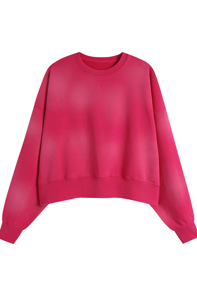 Women's Fall Vintage-Wash Cropped Crewneck Sweatshirt
