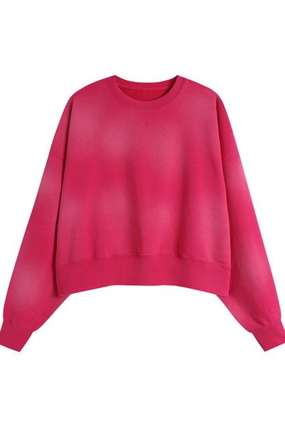Women's Fall Vintage-Wash Cropped Crewneck Sweatshirt