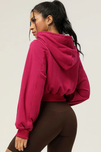 Cropped Waist-Tied Hooded Athletic Jacket