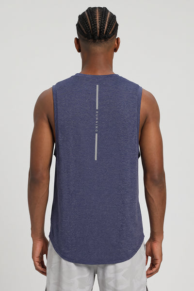 Men's Summer Heather Curved-Hem Breathable Workout Tank Top