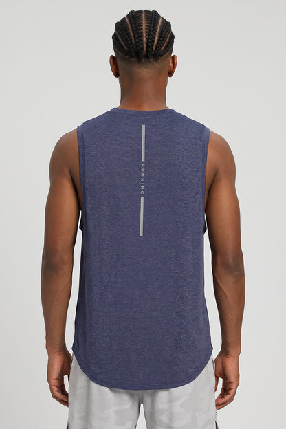 Men's Summer Heather Curved-Hem Breathable Workout Tank Top