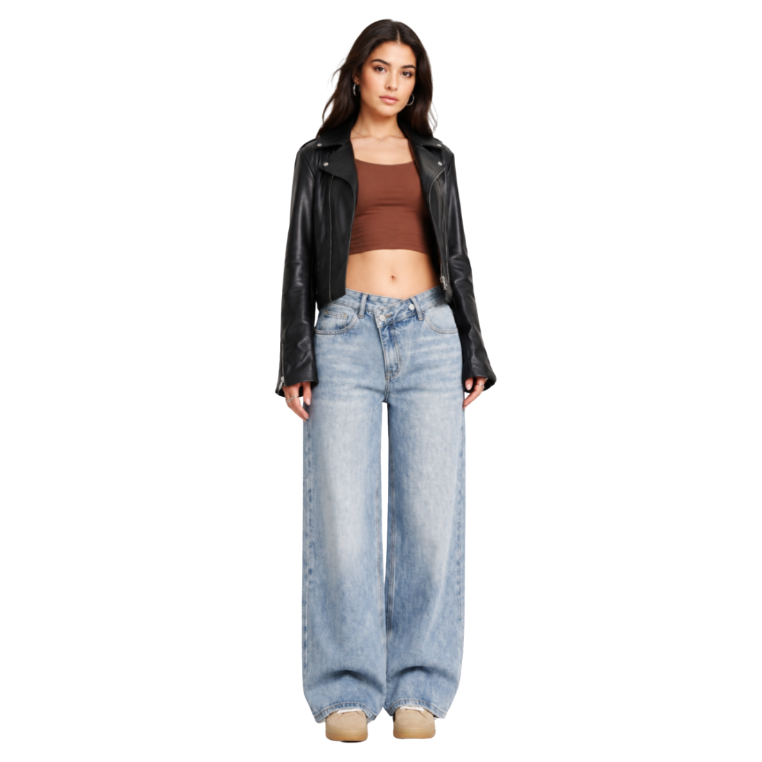 Women's High Waist Light Wash Vintage Baggy Wide Leg Jeans