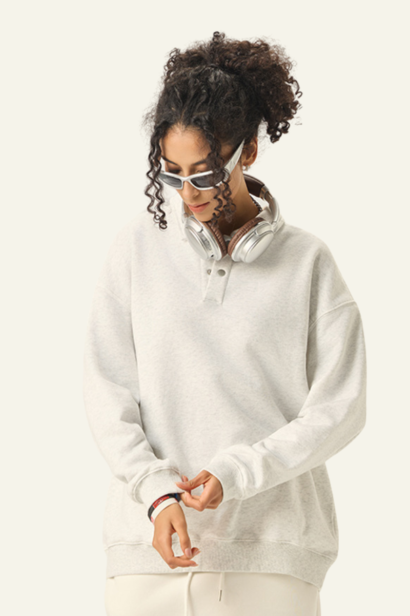 Women's Streetwear Polo Collar Relaxed Sweatshirts