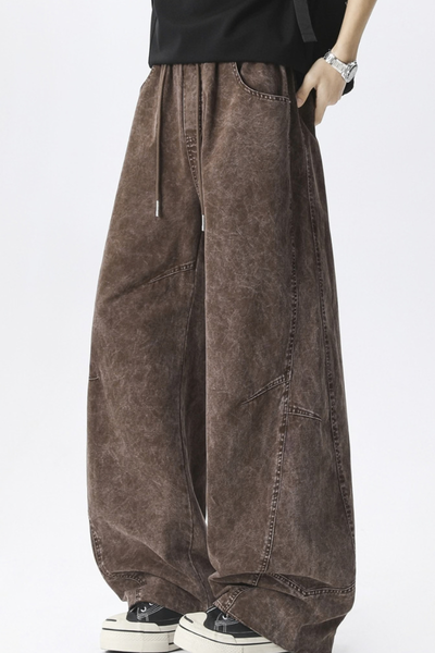 Men All Season Vintage Washed Wide Leg Scimitar Pants