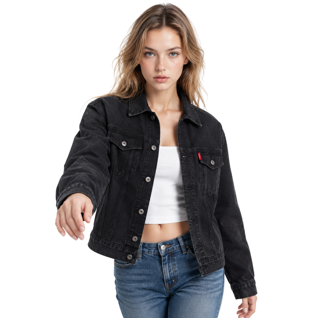 Women's Classic Black Denim Jacket