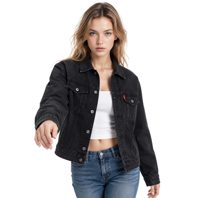 Women's Classic Black Denim Jacket