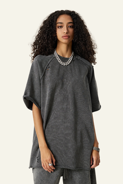 Women's Washed Wax-Dyed Cotton  T-shirt.