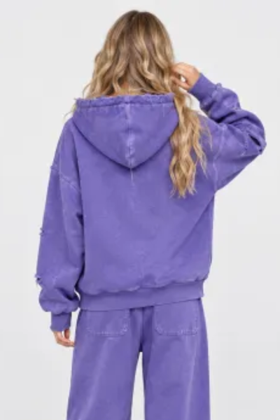 Women Fall Clothing 420G Ripped Washed Oversized Hoodie