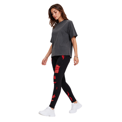Women's High Waist Ripped Skinny Jeans