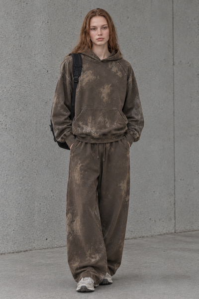 Women Fall Clothing Vintage Hoodie Wide Leg Sweatpants Set