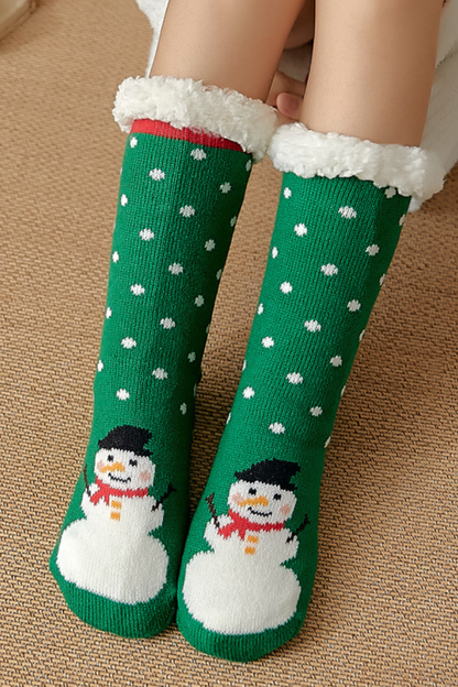 Women Winter Christmas Sherpa Lined Non Slip Slipper Socks
