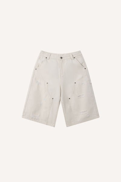 Men's Summer Retro Cargo Ripped Loose 7/8 Washed Shorts