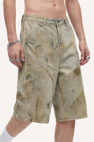 Men's Summer Retro High Street Mud Denim Cityboy 7/8 Shorts
