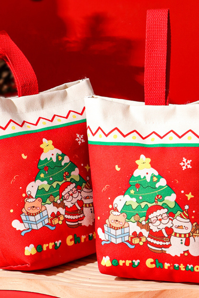 Christmas Canvas Apple Pouch Holiday Gift Packaging Bag