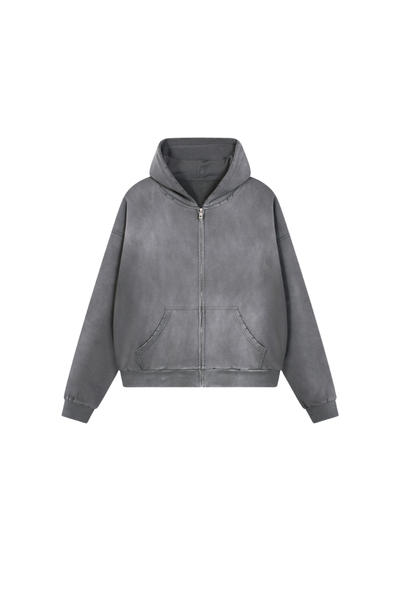 Women Fall Acid Wash Distressed Boxy Cropped Hoodie