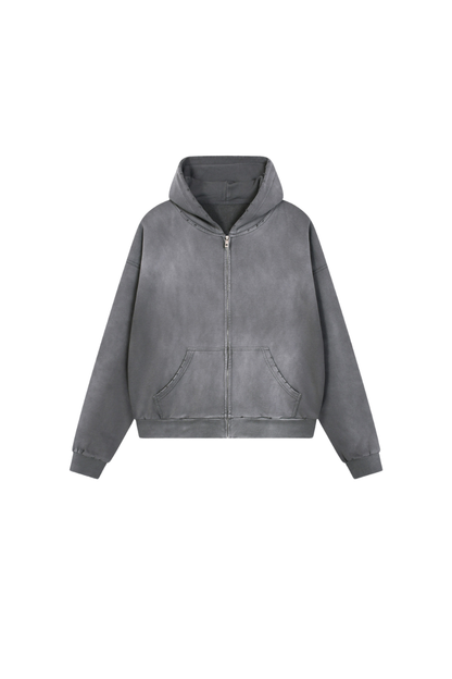 Women Fall Acid Wash Distressed Boxy Cropped Hoodie