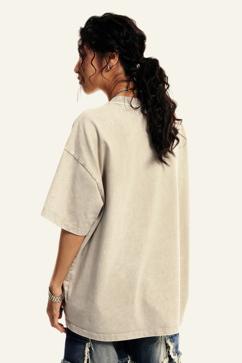 Women's Cotton Streetwear Vintage Washed T-shirt