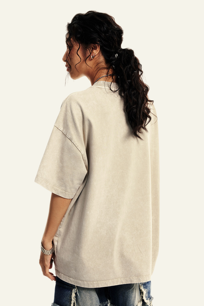 Women's Cotton Streetwear Vintage Washed T-shirt