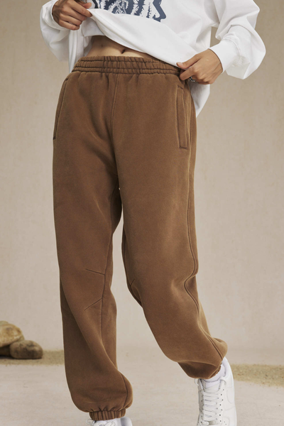 Women Fall Clothing Wax Washed Relaxed Jogger Pants