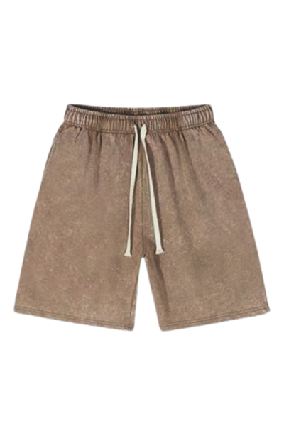 Unisex Summer 5-Inch Vintage Wax-Washed Distressed Shorts