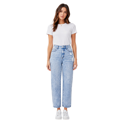 Women's vintage ripped ankle-length slim-fit jeans