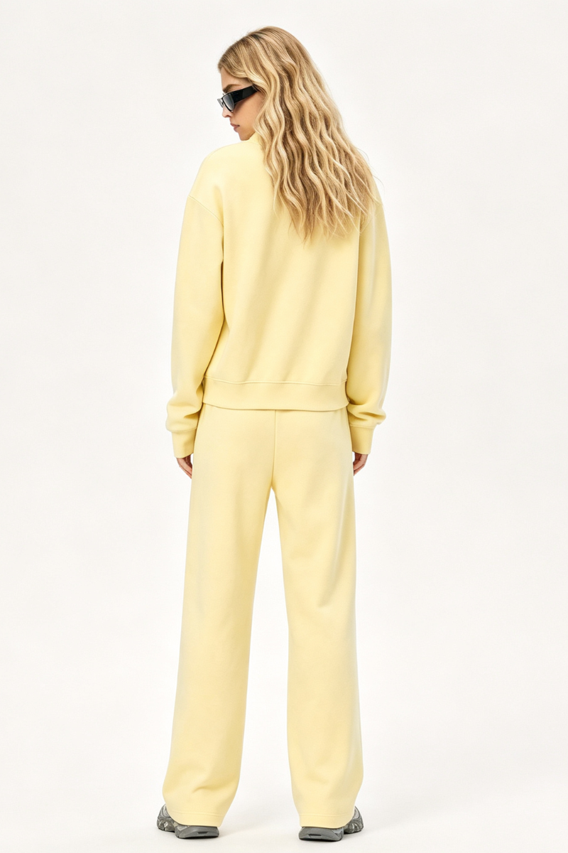 Women Fall Mock Neck Sweatshirt Wide Leg Pants Set