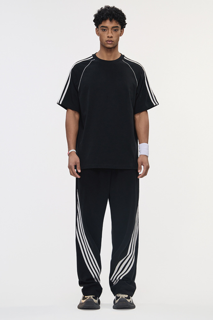 Comfortable short-sleeved shirt and wide-leg pants set