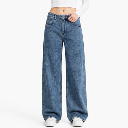 Women's 100% Cotton High Waist Straight Leg Jeans