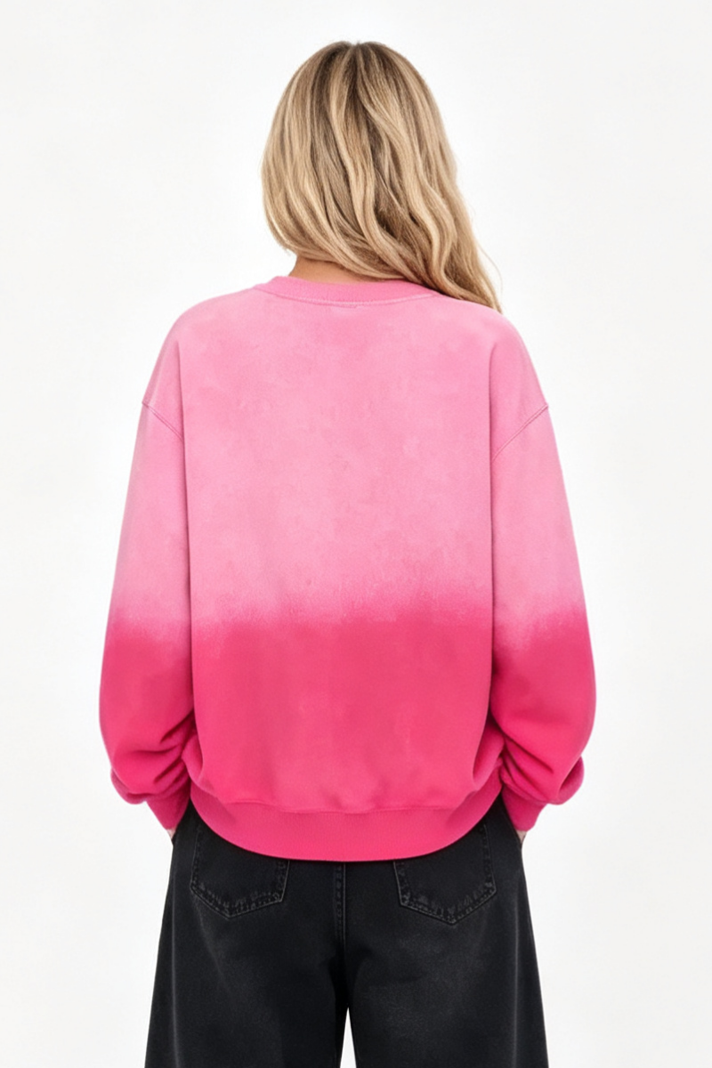 Women Fall Sandblasted Gradient Oversized Sweatshirt